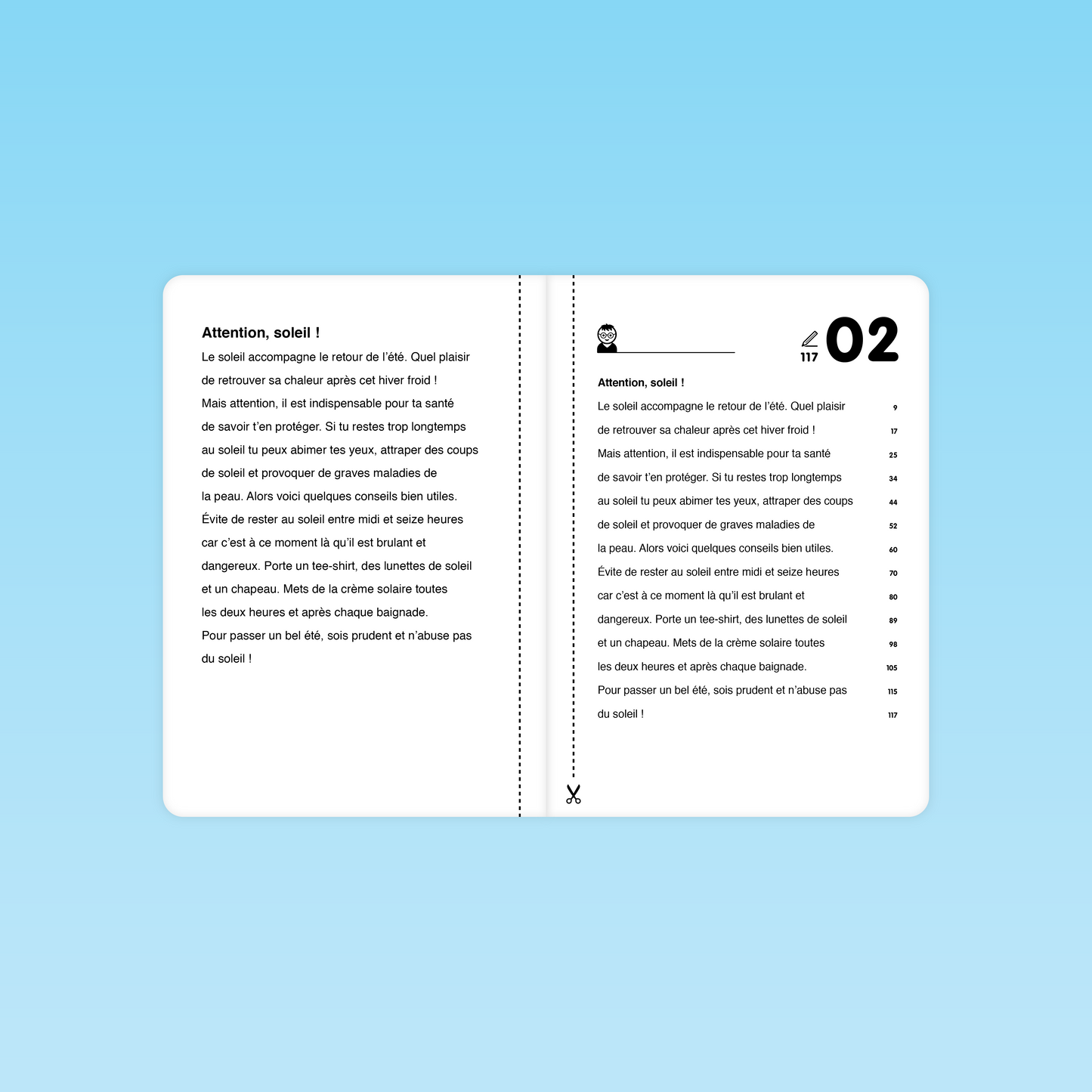 texte fluence Attention soleil pour sensibiliser aux dangers du soleil et améliorer la lecture