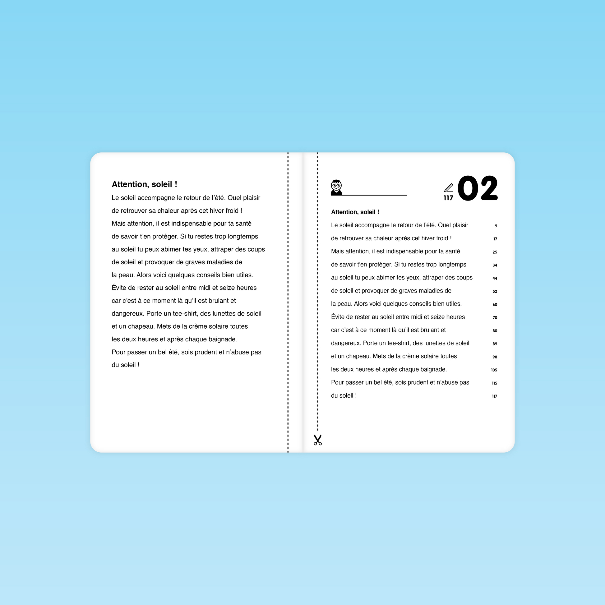 texte fluence Attention soleil pour sensibiliser aux dangers du soleil et améliorer la lecture
