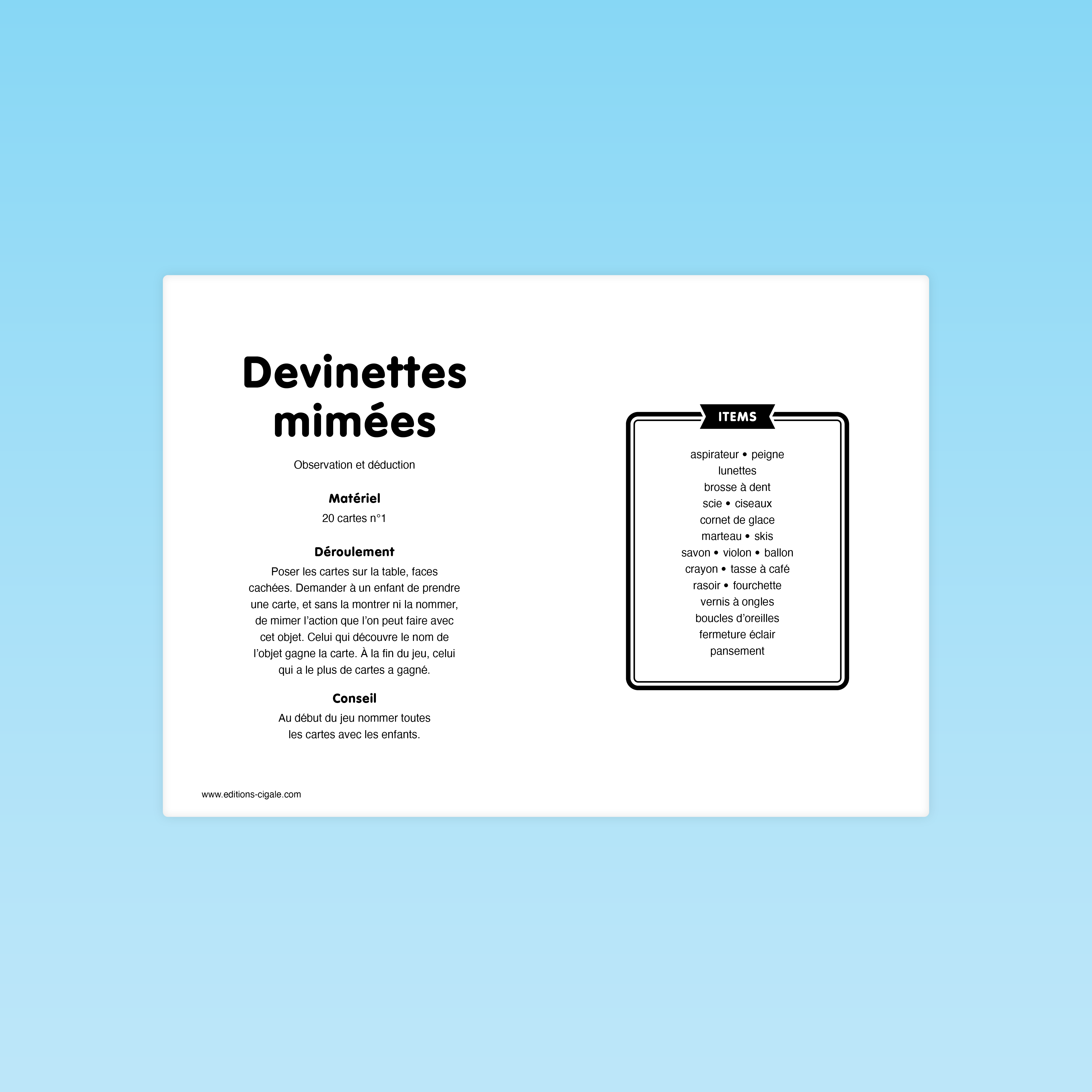 Devinettes mimées