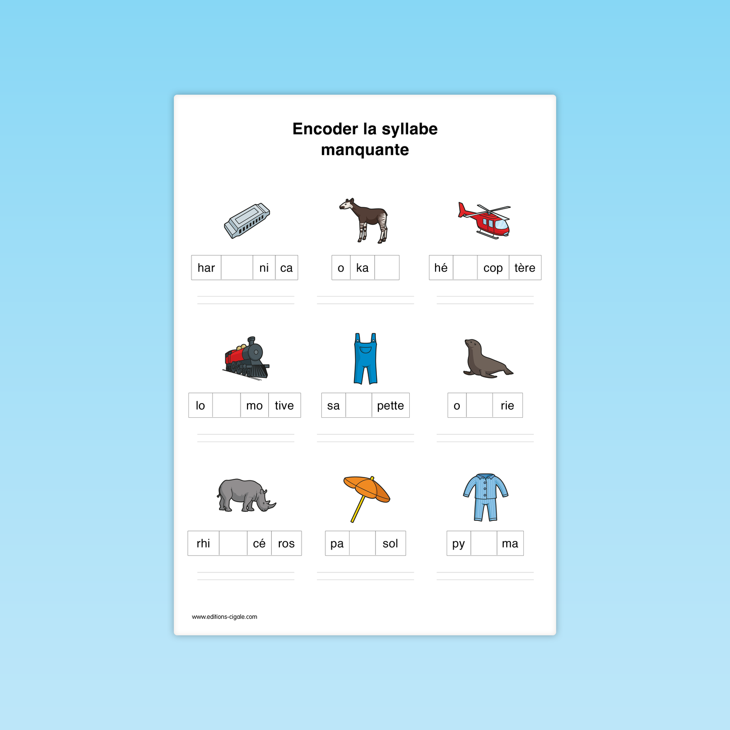 Encoder des syllabes composées de graphèmes simples