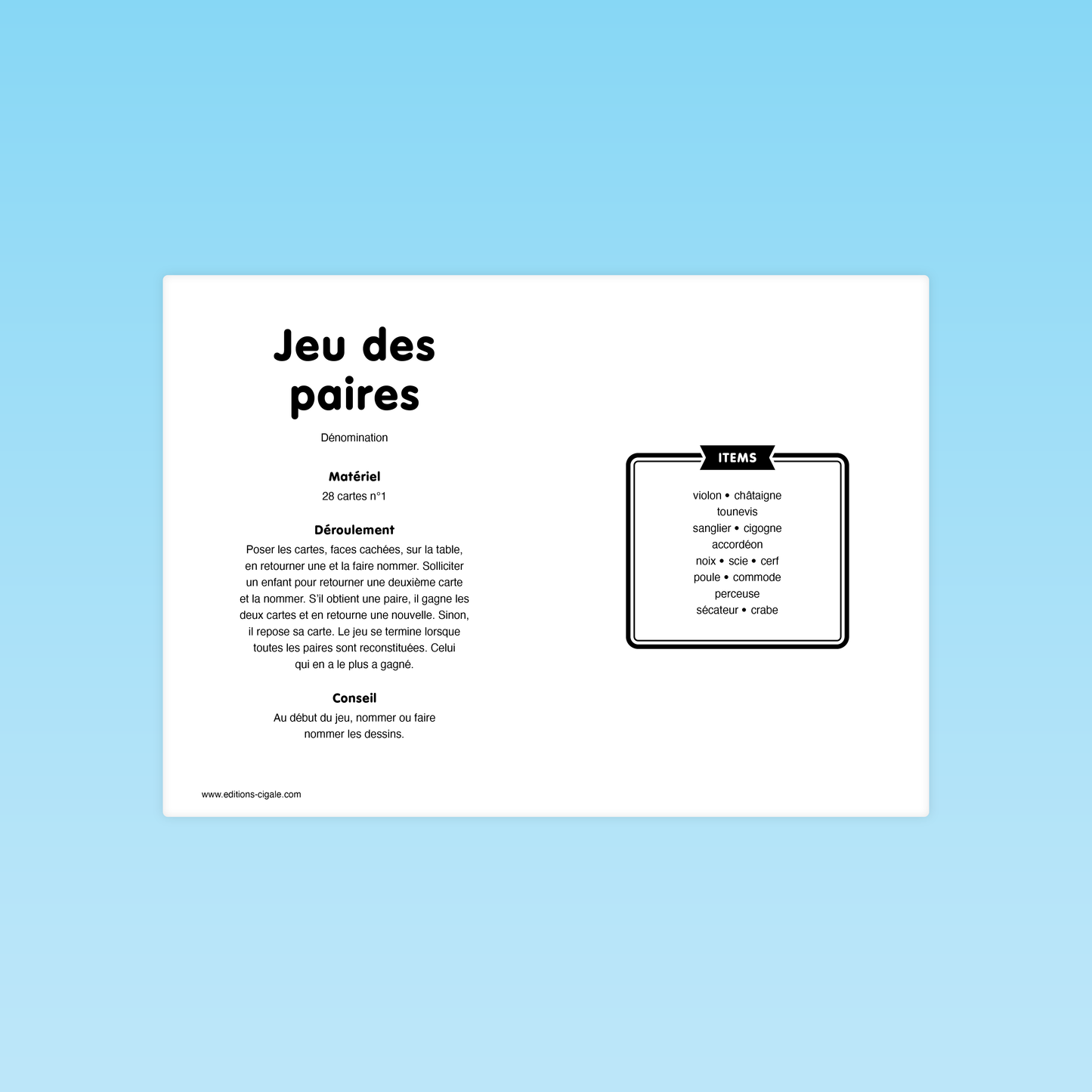 Jeu des paires