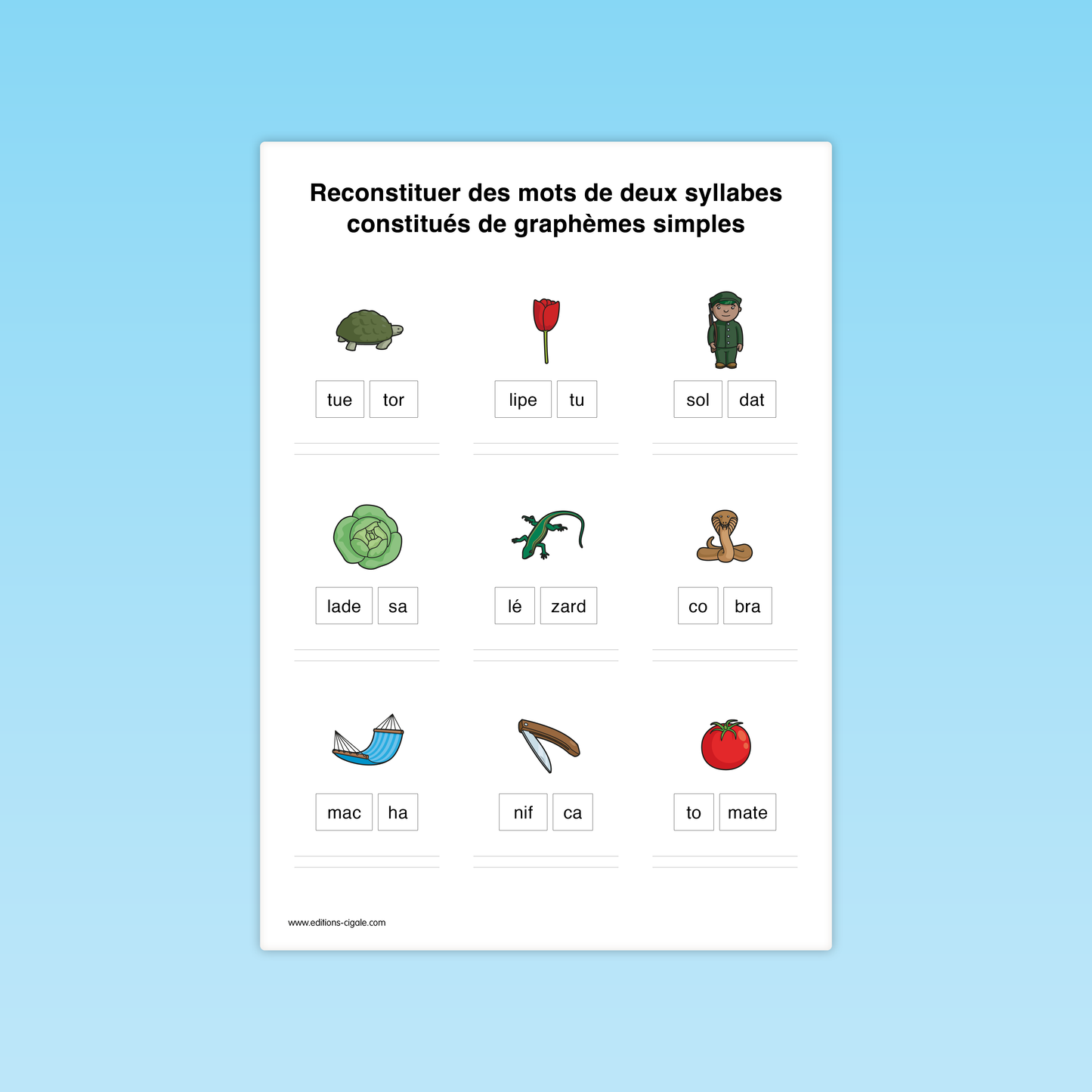 Reconstituer des mots composés de graphèmes simples