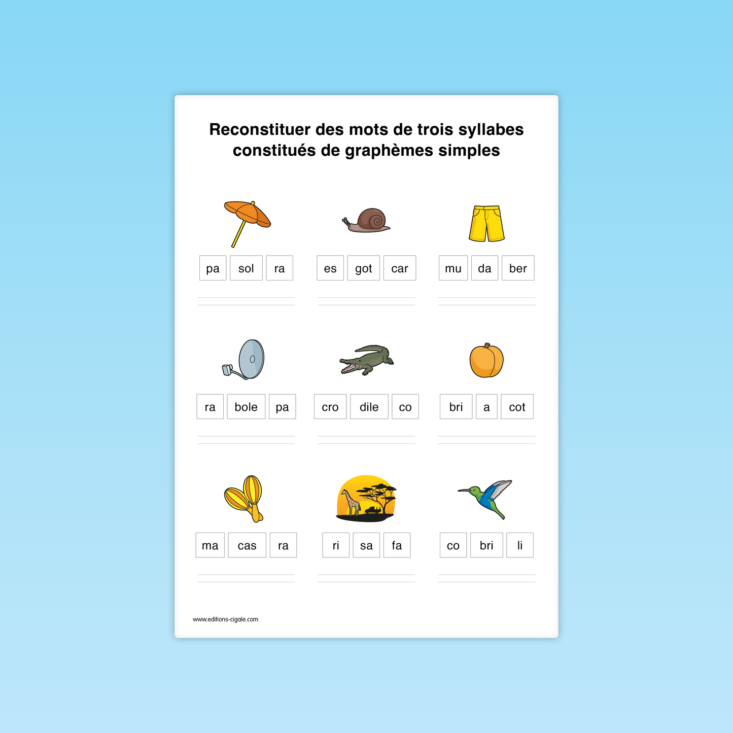 Reconstituer des mots composés de graphèmes simples