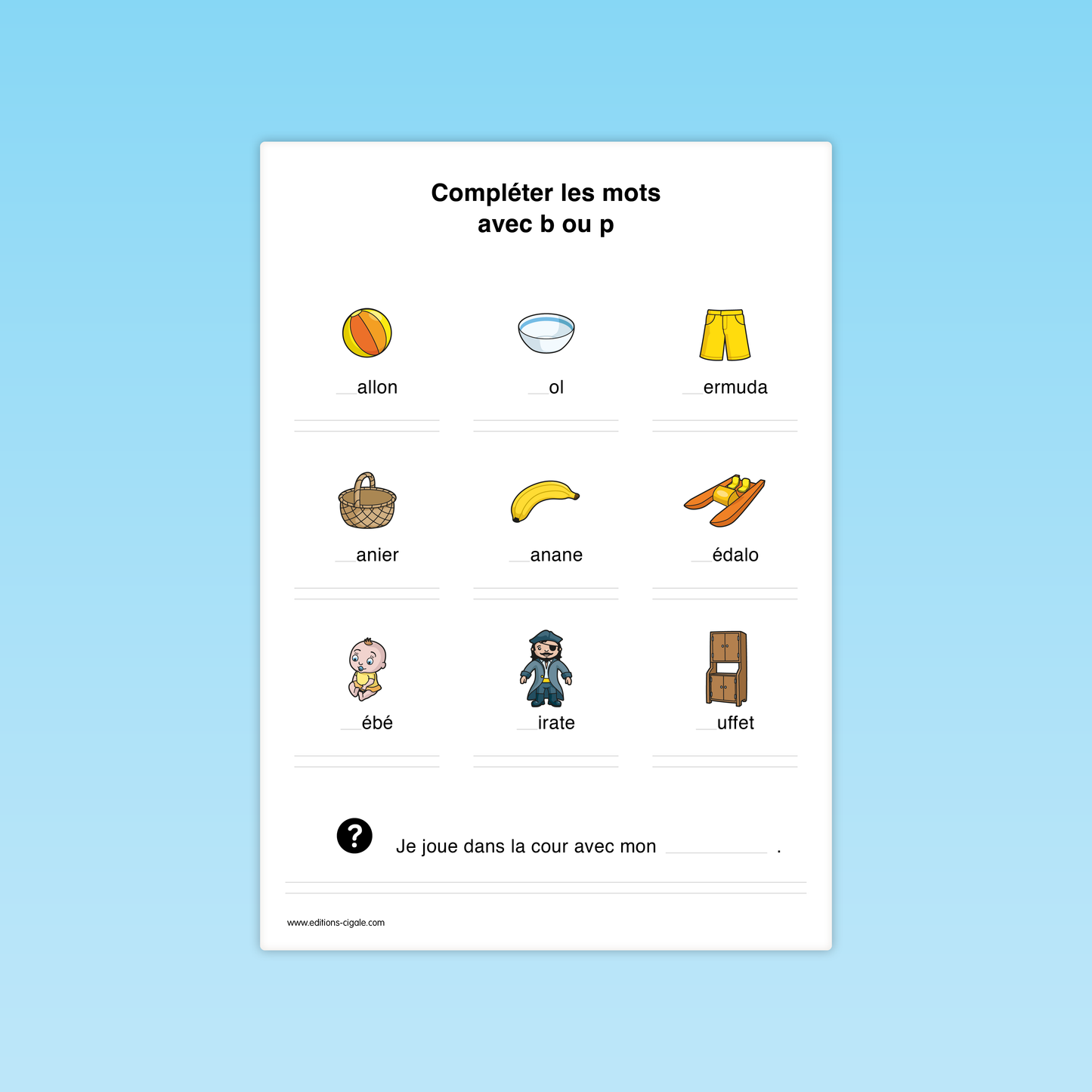 Compléter un mot avec son phonème initial