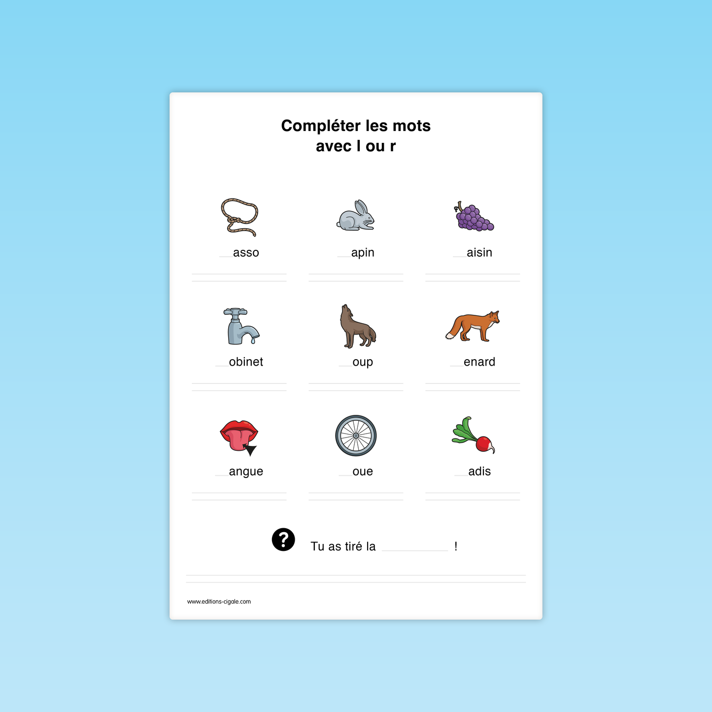 Compléter un mot avec son phonème initial