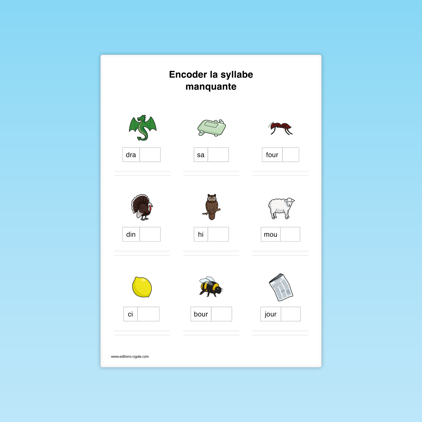 Encoder des syllabes composées de graphèmes complexes
