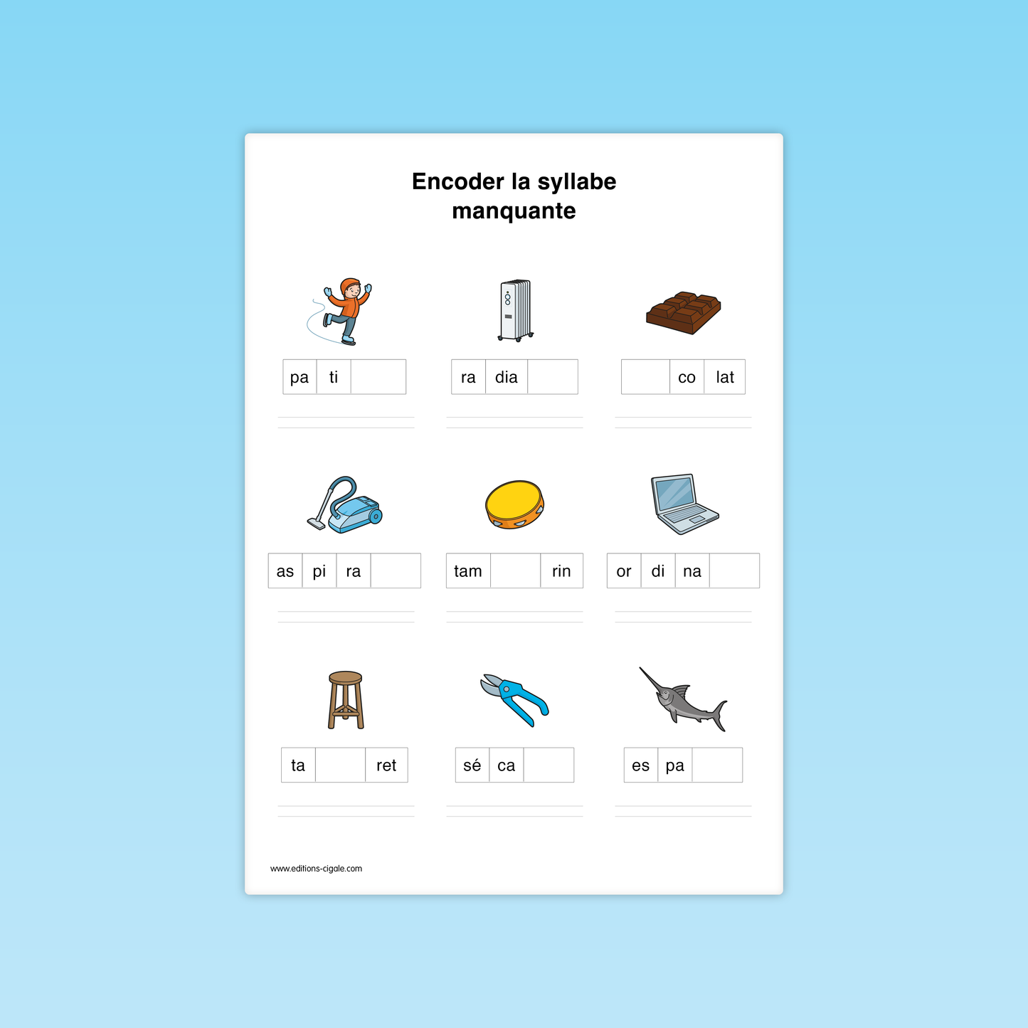 Encoder des syllabes composées de graphèmes complexes
