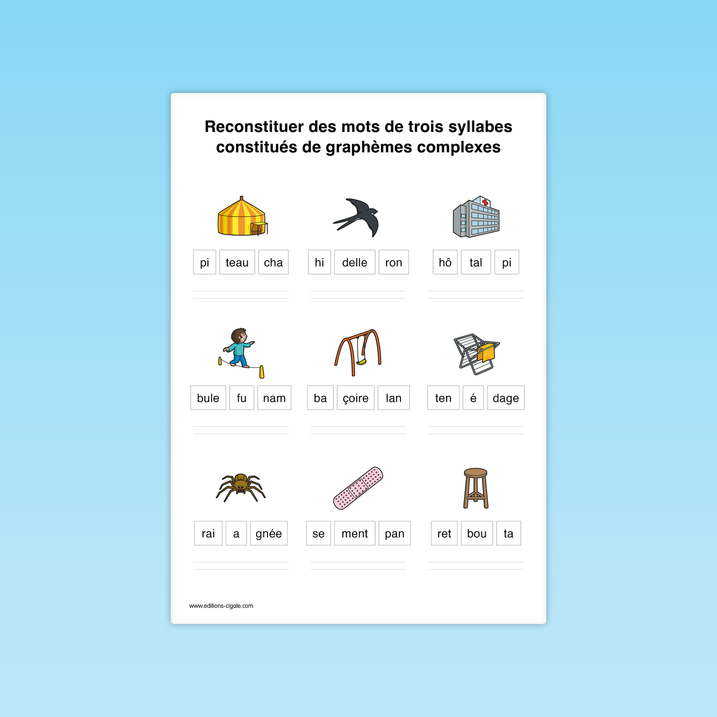 Reconstituer des mots composés de graphèmes complexes