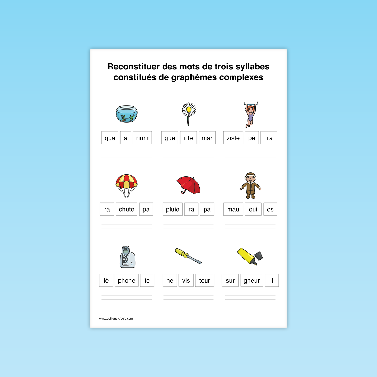 Reconstituer des mots composés de graphèmes complexes