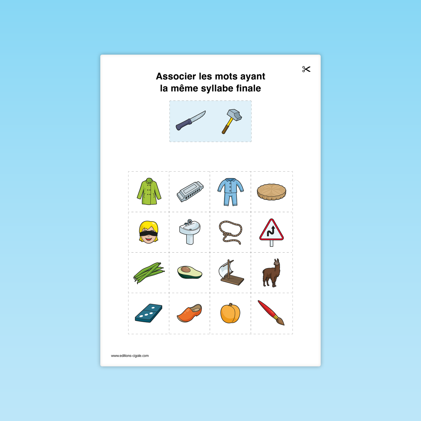Associer des mots ayant la même syllabe finale