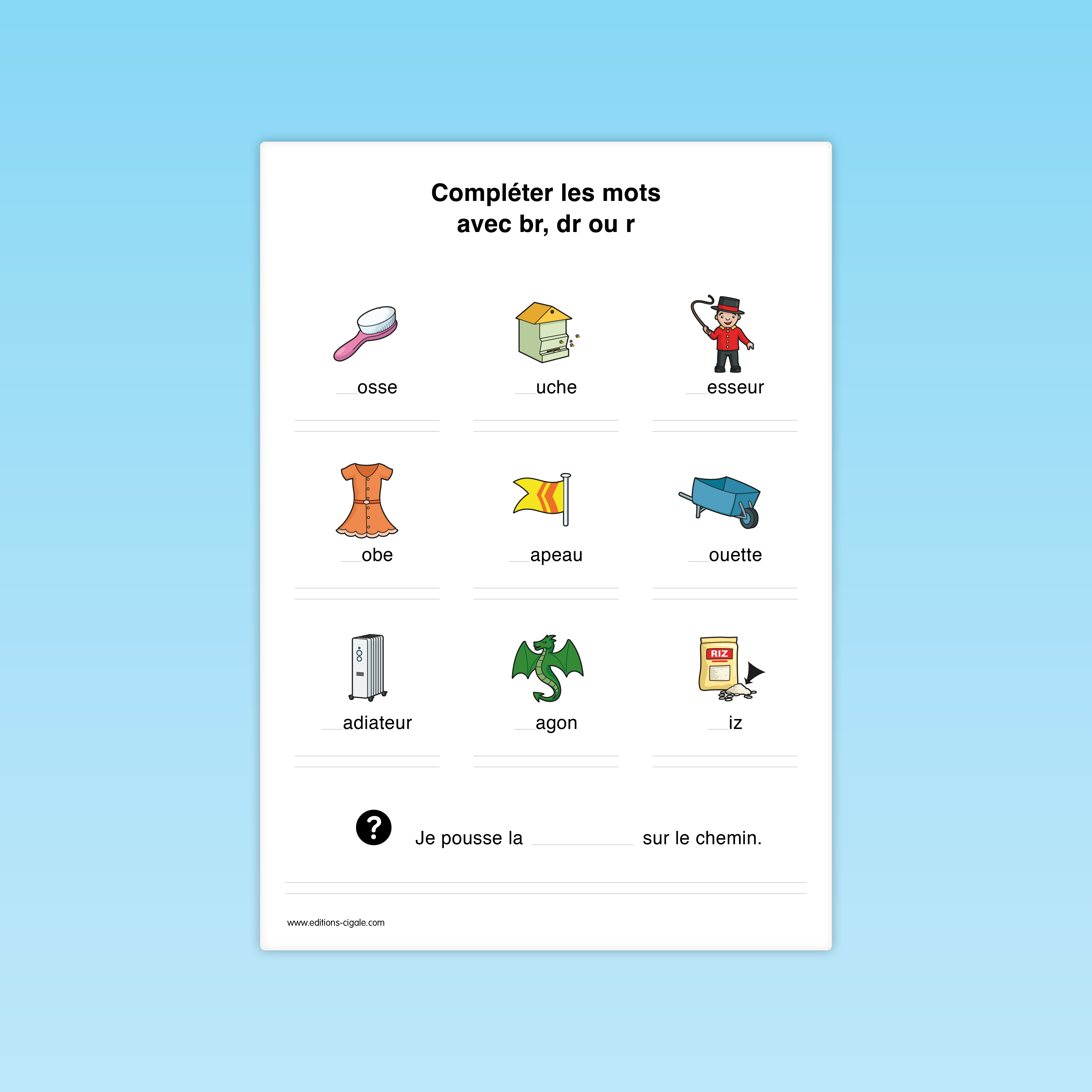 Compléter un mot avec un groupe consonantique