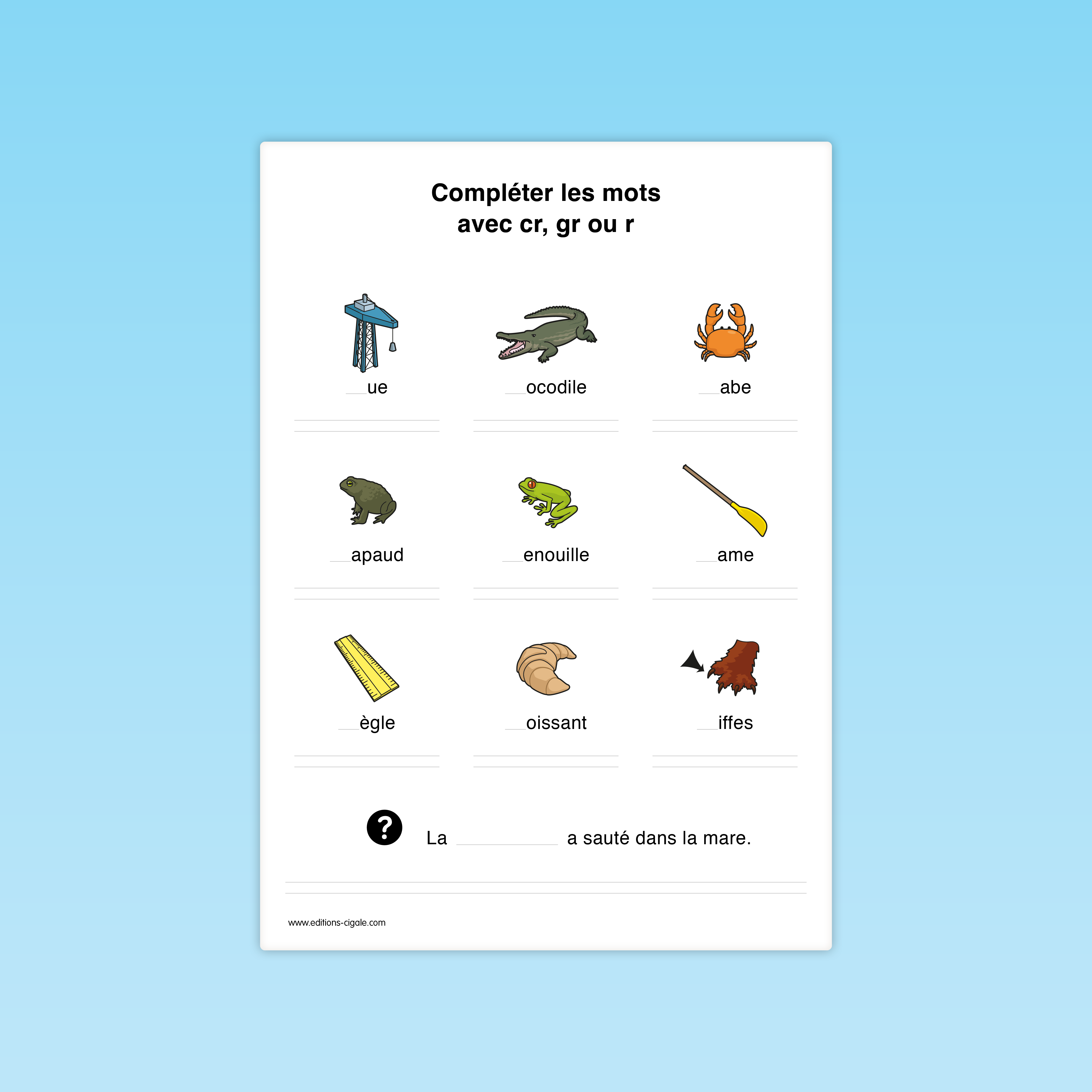 Compléter un mot avec un groupe consonantique