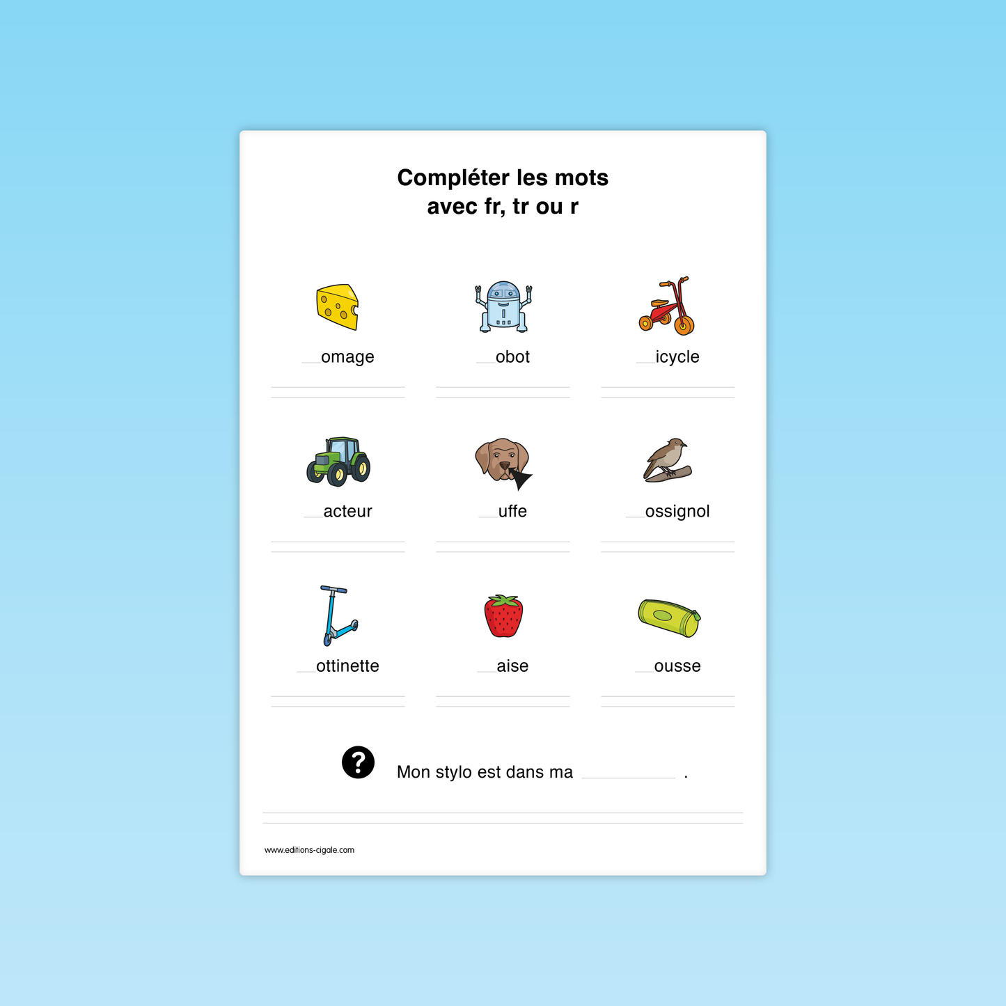 Compléter un mot avec un groupe consonantique
