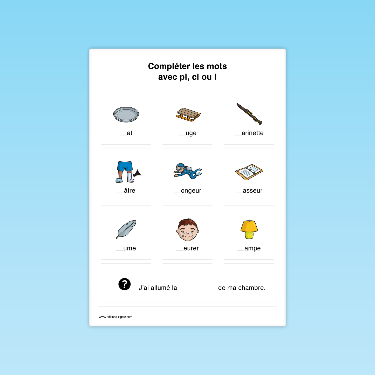 Compléter un mot avec un groupe consonantique