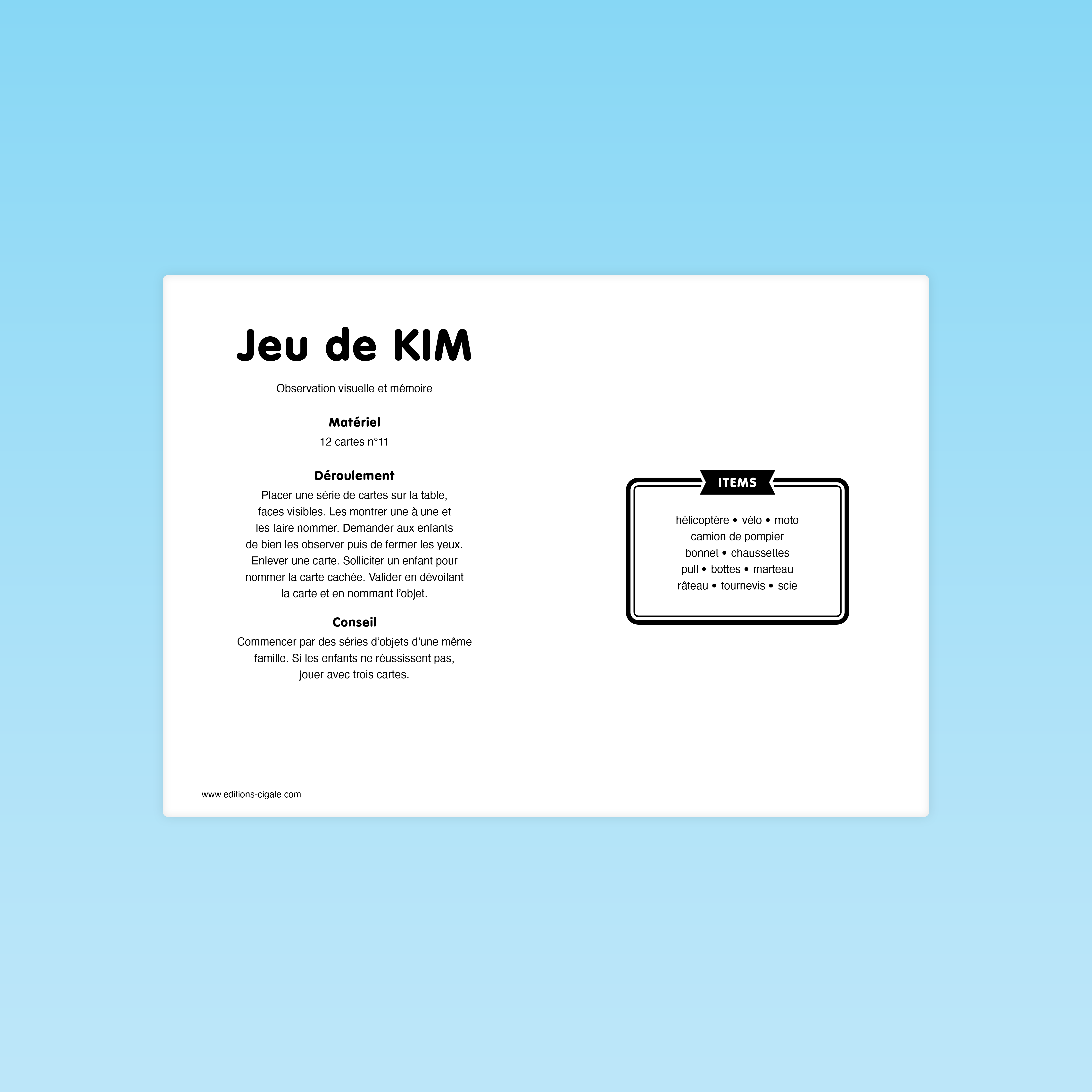 Jeu de KIM
