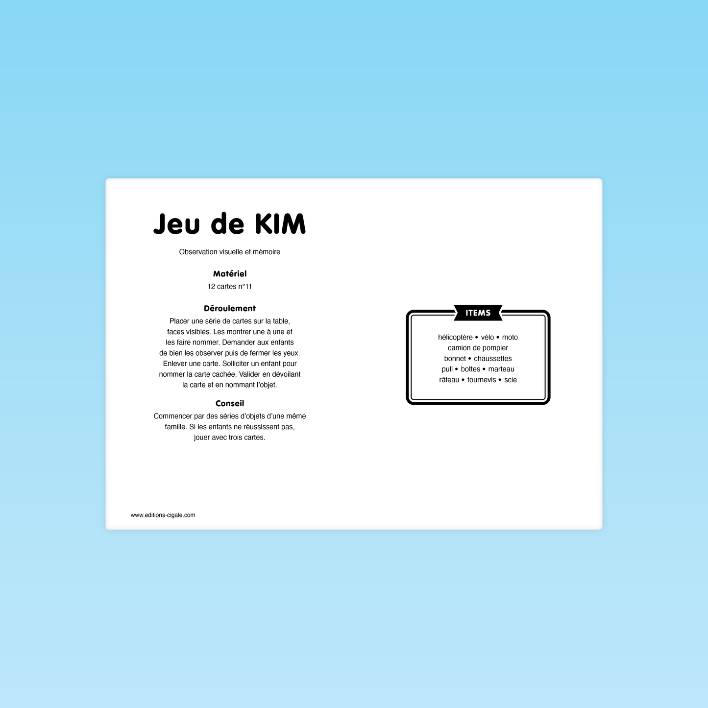 Jeu de KIM