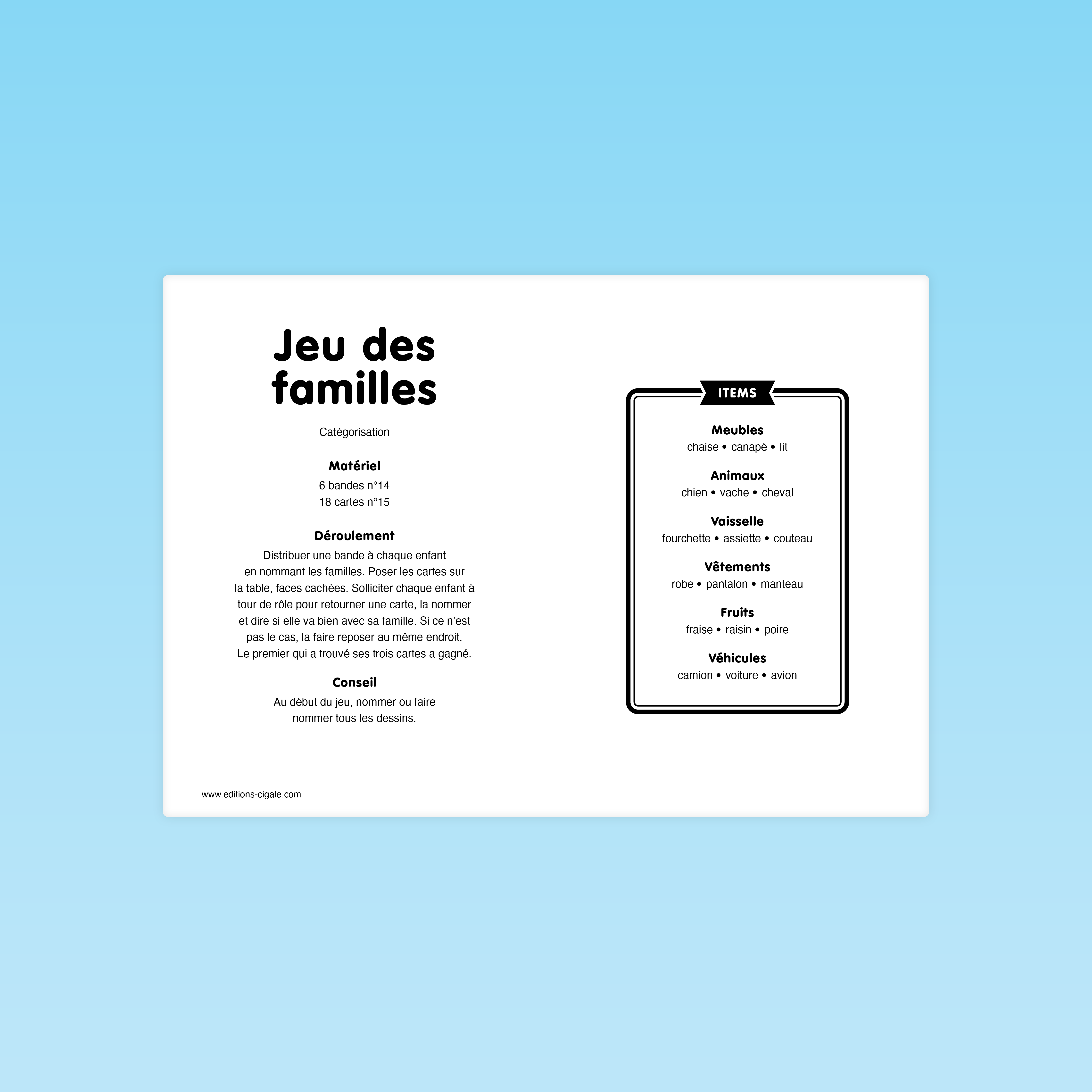 Jeu des familles