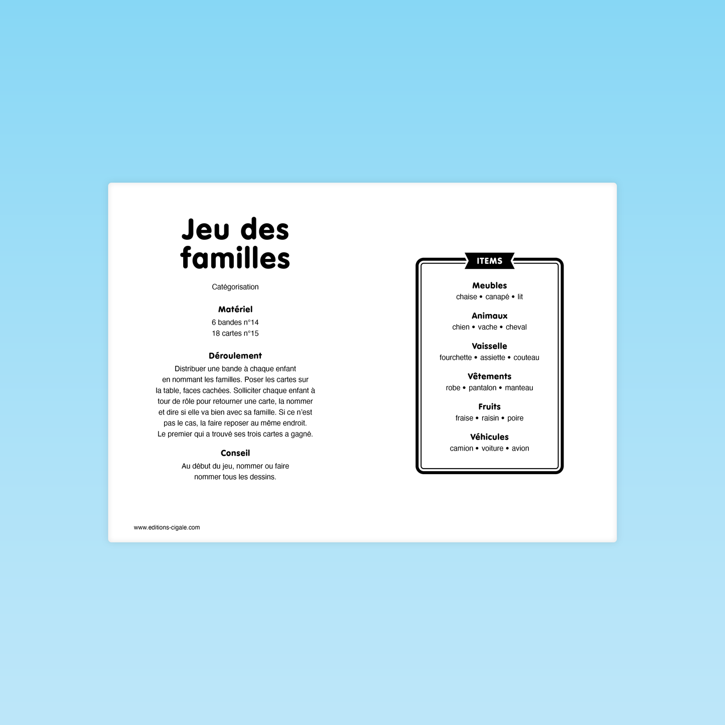 Jeu des familles