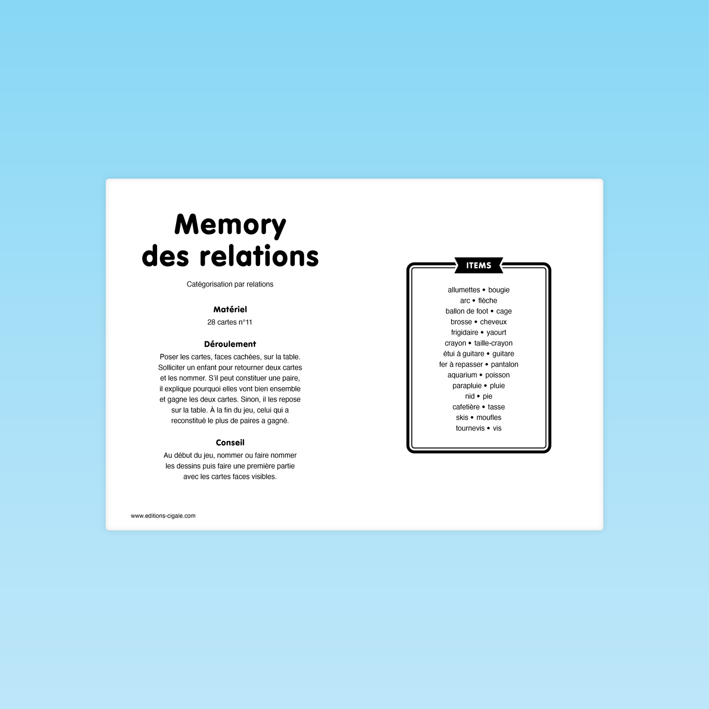 Memory des relations