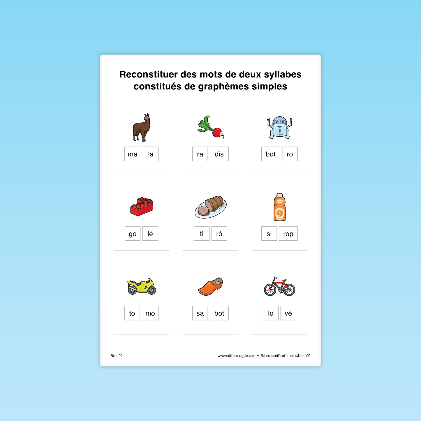 30 fiches Identification de syllabes CP