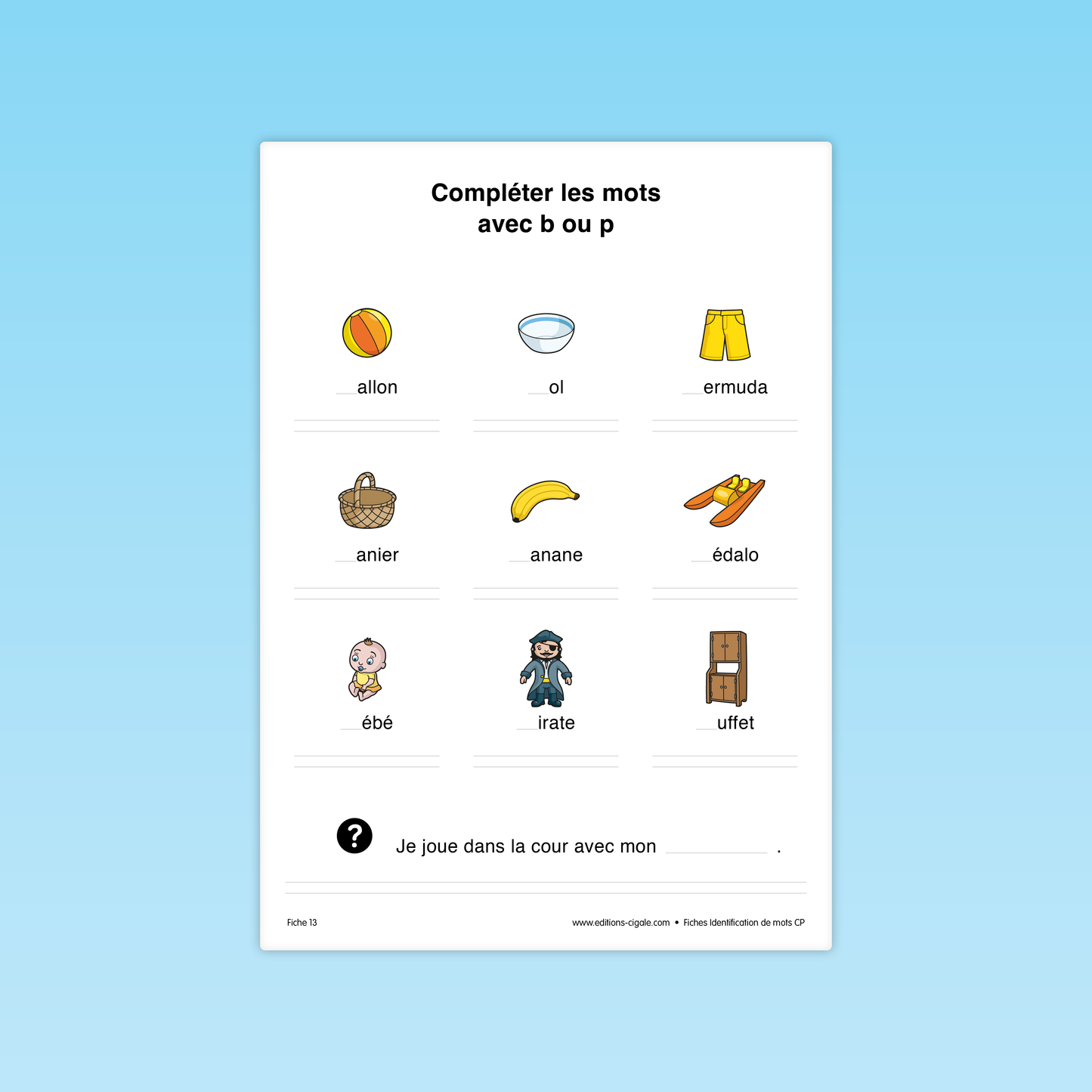30 fiches Identification de mots CP