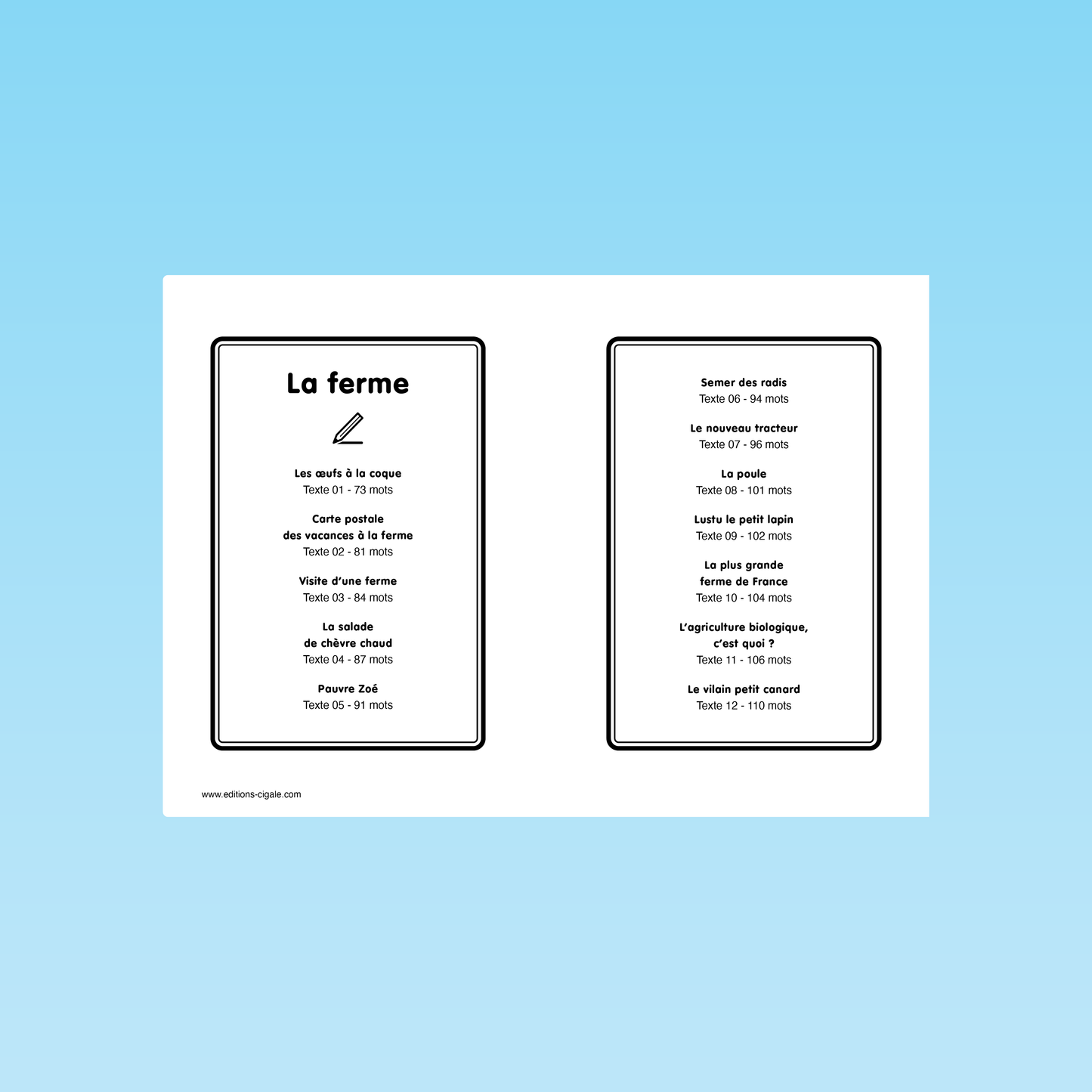 12 textes La ferme