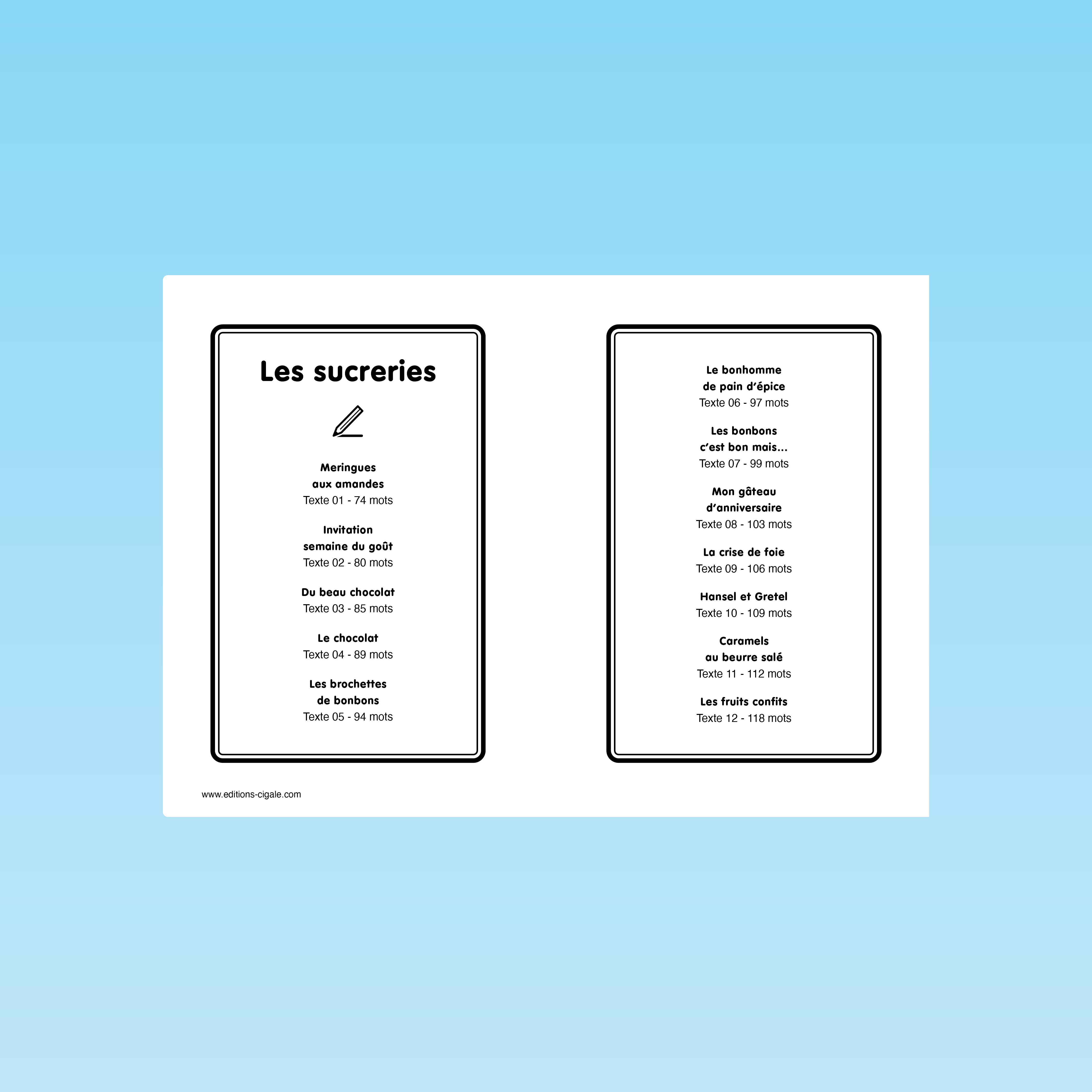 12 textes Les sucreries