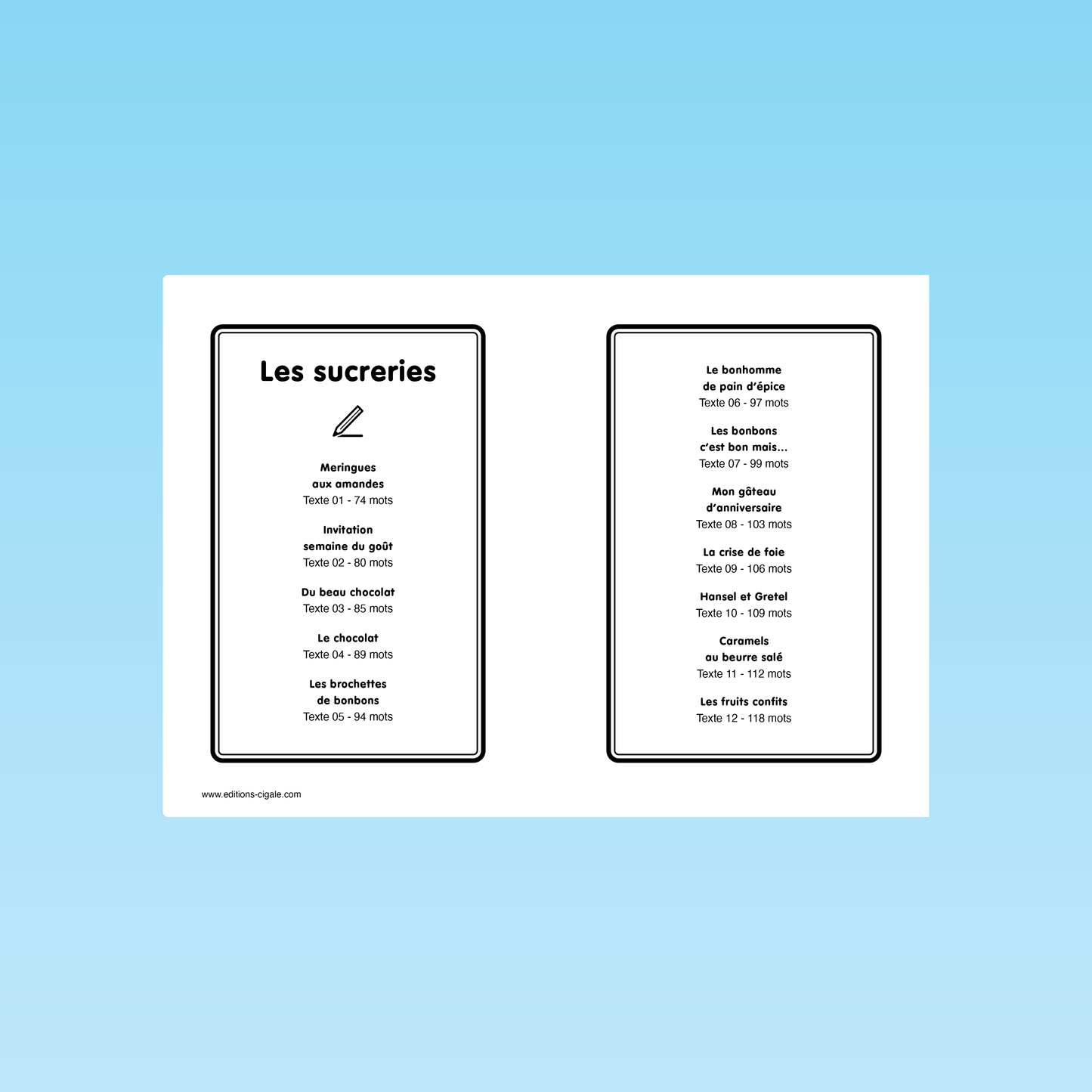 12 textes Les sucreries